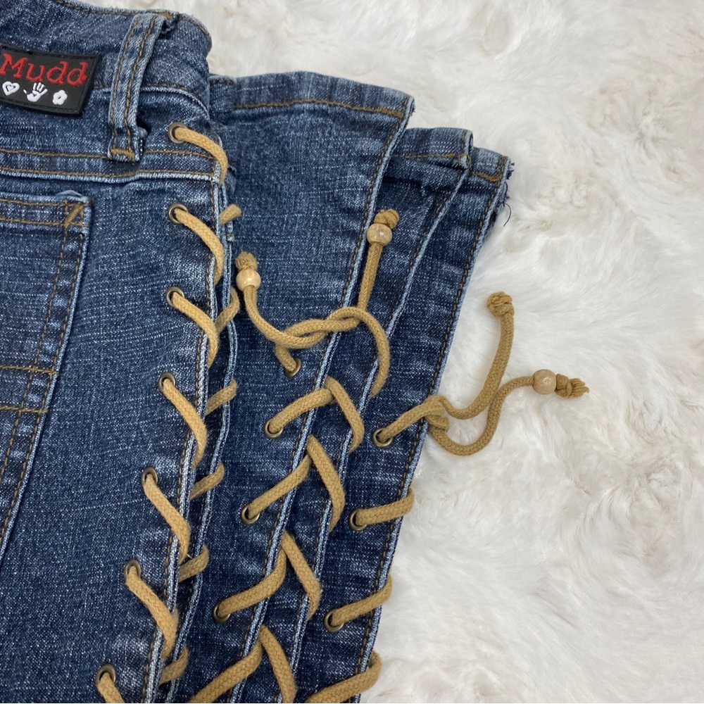 Mudd Yo! Lace up denim flare jeans full lace y2k in perfect condition Sz 9 - Picture 9 of 10